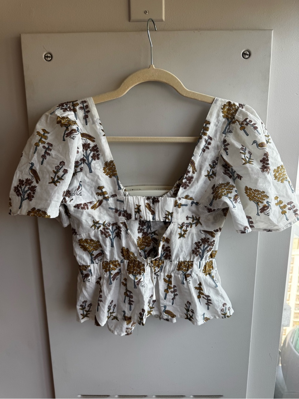 Ciao Lucia Ezio Top Meadow Print White Floral Puff Sleeve Cotton Size XS - Picture 4 of 6